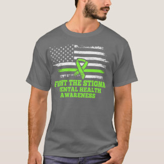 Camiseta Combater O Stigma Americano Flag Mental Health Awa