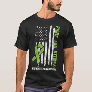 Camiseta Combater O Stigma Americano Flag Mental Health Awa