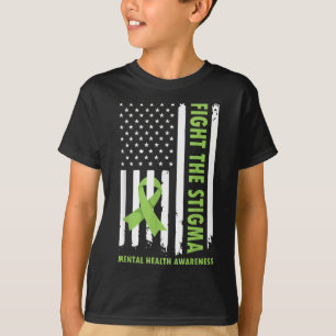 Camiseta Combater O Stigma Americano Flag Mental Health Awa