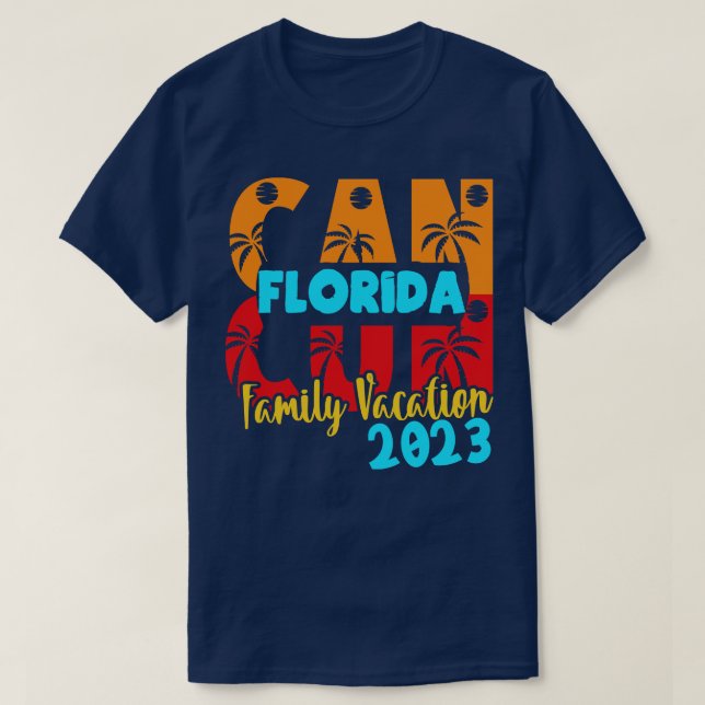 Camiseta Combinação de Casais da Família de Verão Flórida e (Frente do Design)