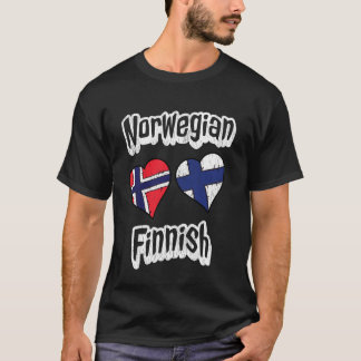 Camiseta Combinação de Coração de Bandeira Finlandesa Norue