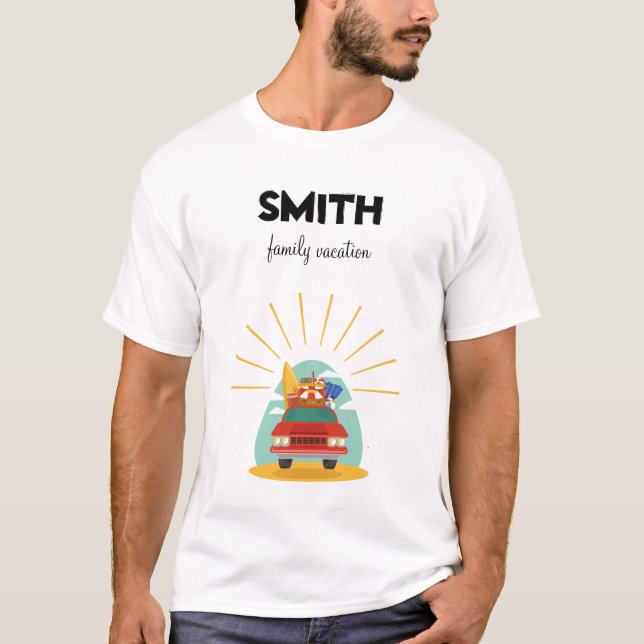 Camiseta Combinação de Férias da Família Praia (Frente)
