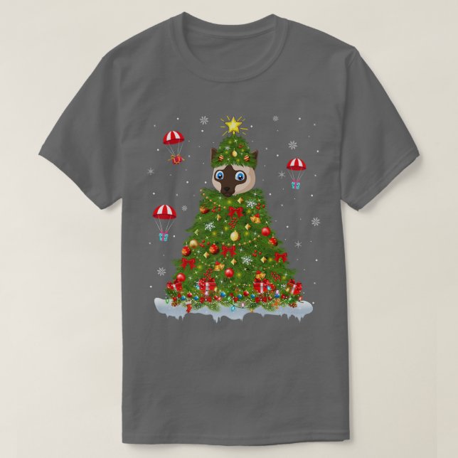 Camiseta Combinação de Natal Familiar Luzes Engraçadas Siam (Frente do Design)