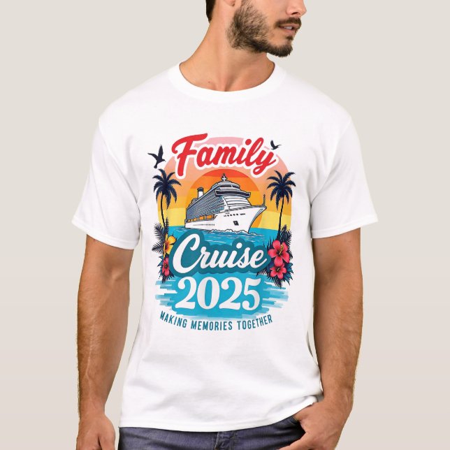 Camiseta Combinação Familiar Cruise 2025 Férias Trip (Frente)