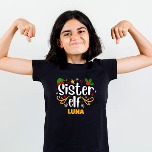 Camiseta Combinação Familiar De Diversão Da Irmã Elf Da Tip