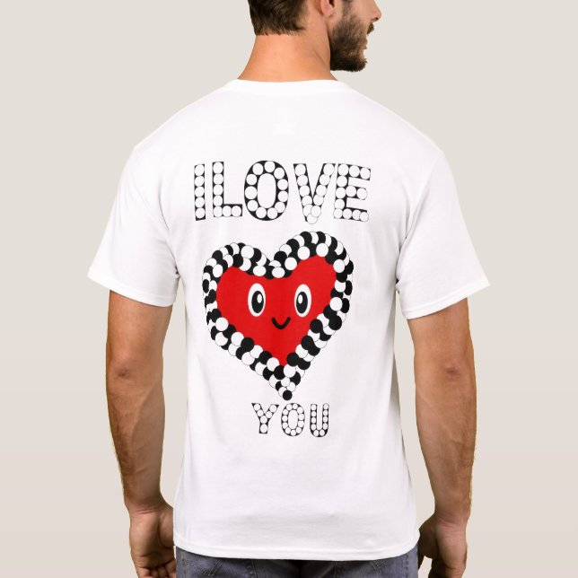 Camiseta Combinando Coração Sorridente Fofo Eu Te  (Verso)
