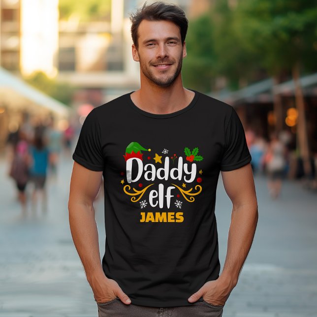 Camiseta Combinando Papai Elfo Tipografia Divertid (Criador carregado)