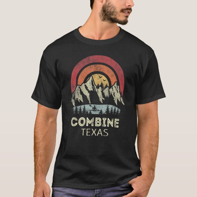 Camiseta Combine Texas Mountain Sunset Sunrise Kayaking (Frente)