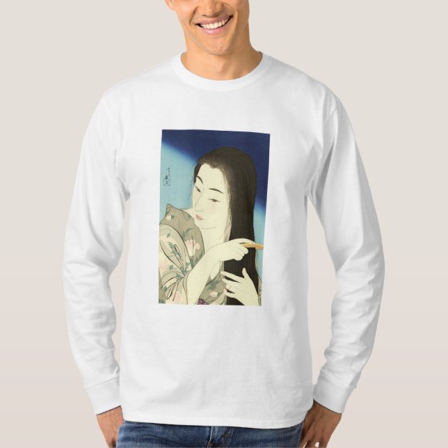 Camiseta Combing Her Hair (Bela Mulher Asiática) (Kotondo) (Frente)