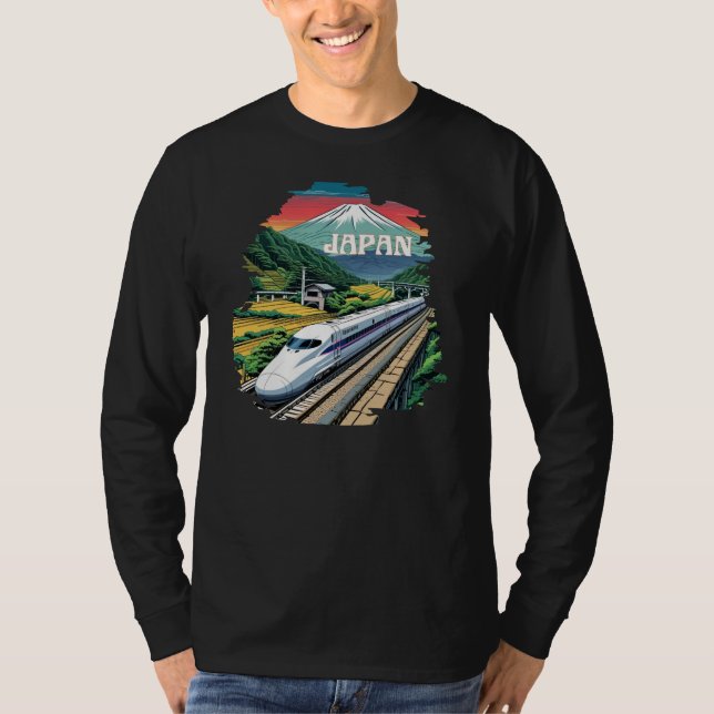 Camiseta Comboio a bala japonês e Monte Fuji (Frente)
