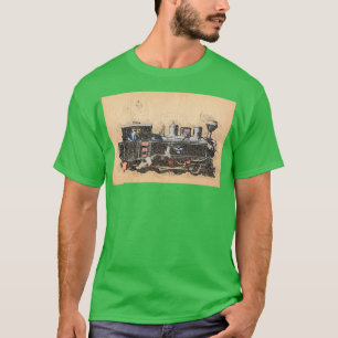 Camiseta Comboio a vapor de locomotiva fabricado na Romênia