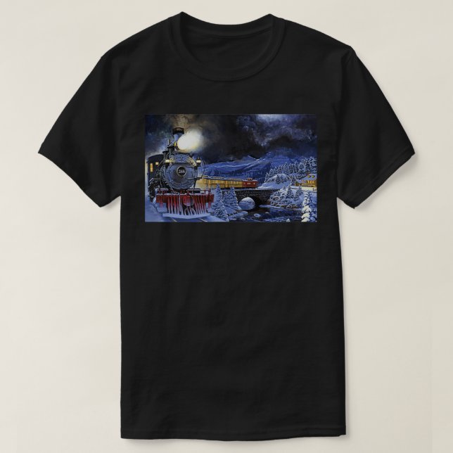 Camiseta Comboio Através Da Cidade Da Montanha De inverno (Frente do Design)