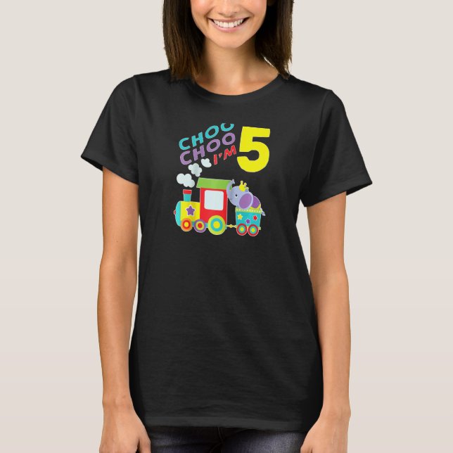 Camiseta Comboio Choo Choo Eu tenho 5 anos Toddler 5 Birthd (Frente)