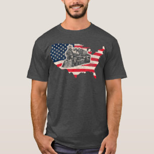Camiseta Comboio De Bandeira Americano Rápido E Caminho De 
