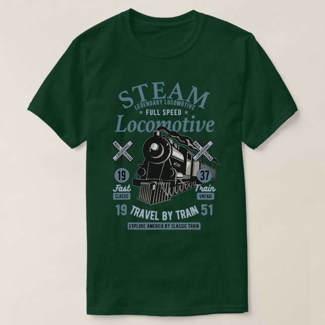 Camiseta comboio de locomotivas Vintage Steam (Frente do Design)