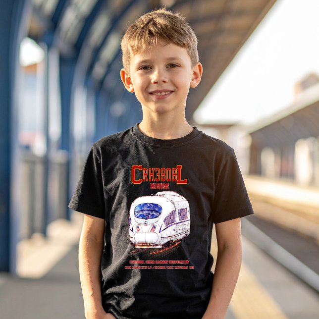 Camiseta Comboio elétrico de alta velocidade CRH380BL China (High-Speed CRH380BL China Railway Electric Train. Boy Basic T-Shirt)