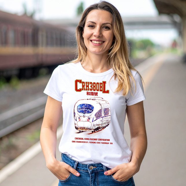 Camiseta Comboio elétrico de alta velocidade CRH380BL China (High-Speed CRH380BL China Railway Electric Train. Womens Basic T-Shirt)