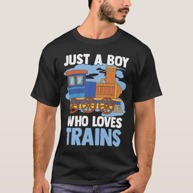 Camiseta Comboio Modelo Locomotivo Apenas Um Menino Que Ado (Frente)