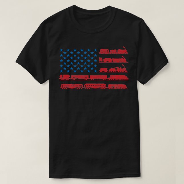 Camiseta Comboios-modelo do comboio-reboque Bandeira dos Es (Frente do Design)