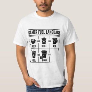 Camiseta Combustível de Jogador Linguagem Engraçado Café Jo