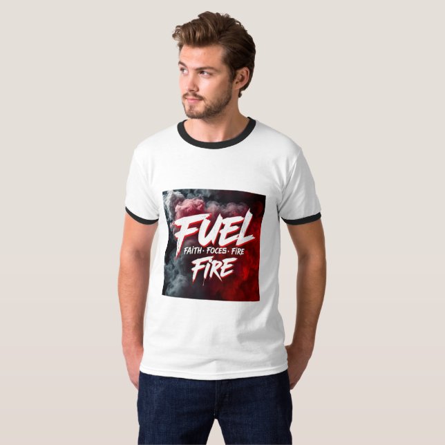 Camiseta Combustível: Fé, Foco, Fogo – O Trio de Poder para (Frente Completa)