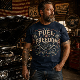 Camiseta Combustível & Liberdade Cultura Americana de Gar
