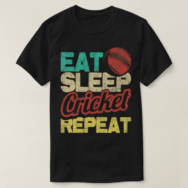 Camiseta Come Cricket Repetit Cricket Batsman (Frente do Design)