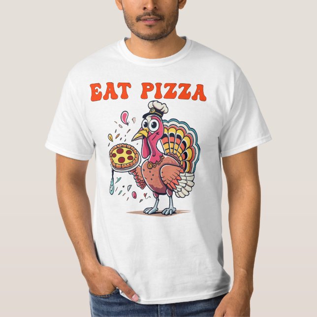Camiseta Come pizza engraçada comer pizza peru diversão dia (Frente)