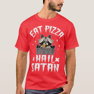 Camiseta Come Pizza Hail Satã Raccoon Death Metal Rock Góti