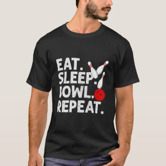 Camiseta Come Sleep Bowl Repetir Boliche Citar Humor