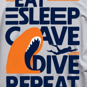 Camiseta Come Sleep CAVE DIVE Repete presentes engraçados
