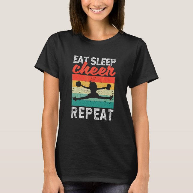 Camiseta Come Sleep Cheer Repete Prática Cheerhead Cheer (Frente)