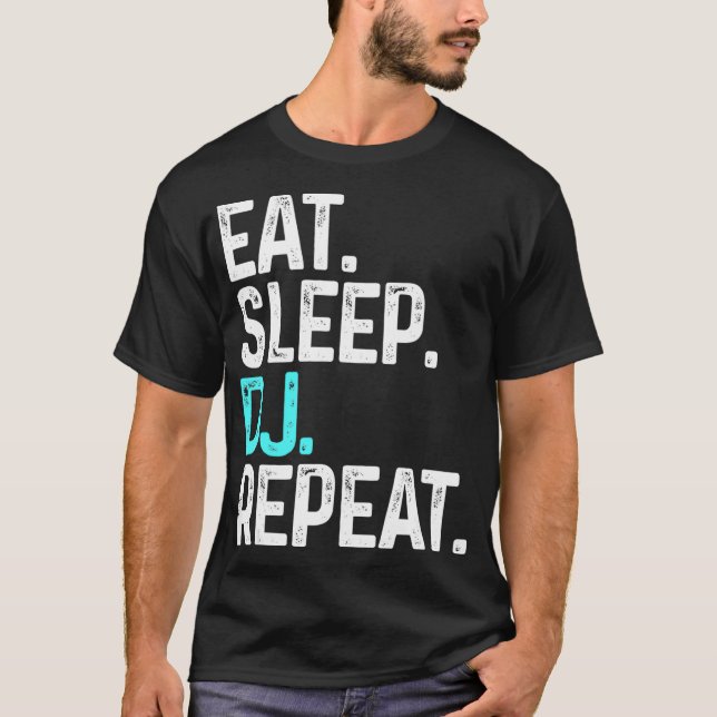 Camiseta Come Sleep DJ Repete Disco Engraçado Gift Jockey P (Frente)