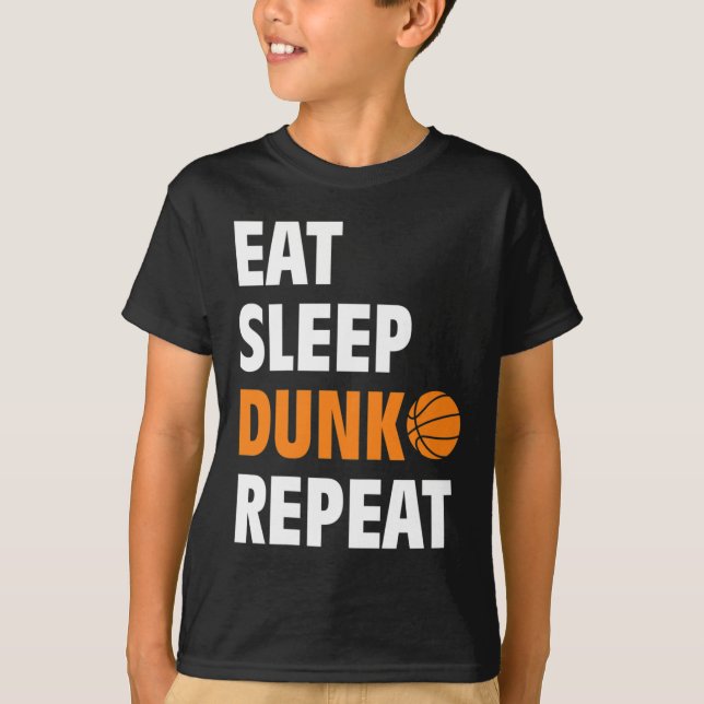 Camiseta Come Sleep Dunk Repete Bball de Basquete Divertido (Frente)