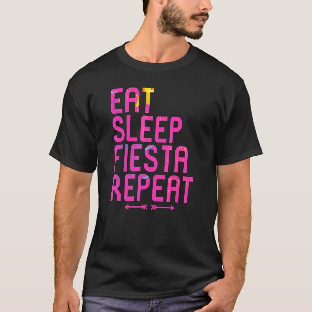 Camiseta Come Sleep Fiesta Repete Cinco De Mayo Happy Mexic (Frente)
