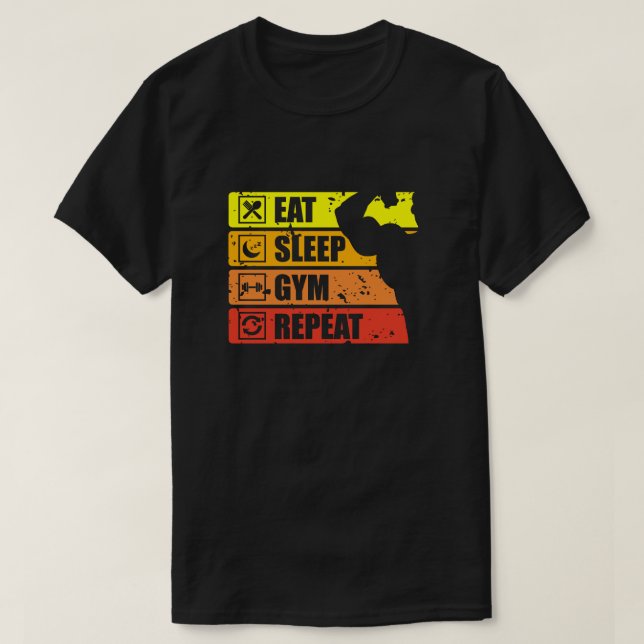 Camiseta Come Sleep Gym Repete T-shirt clássica Legal (Frente do Design)