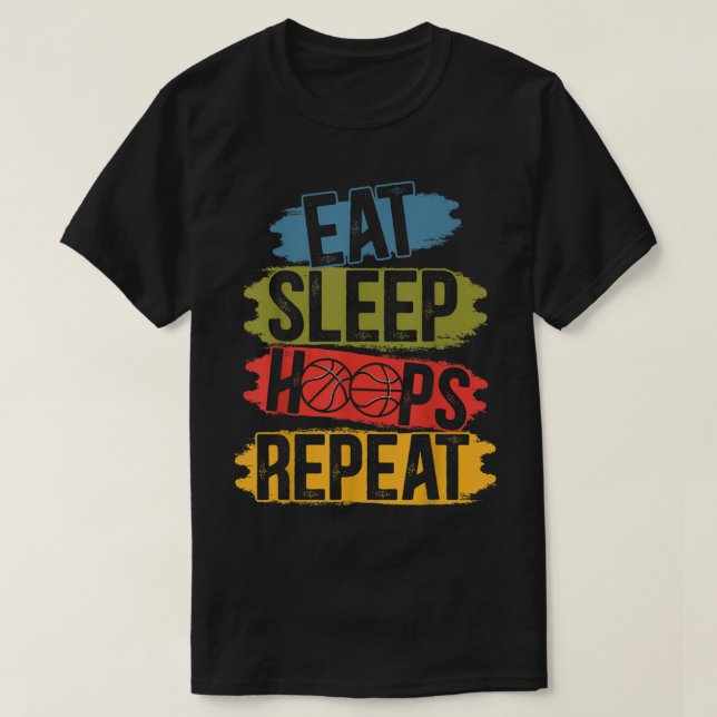 Camiseta Come Sleep Hoops Repetir Hoop de Basquete Junkie S (Frente do Design)
