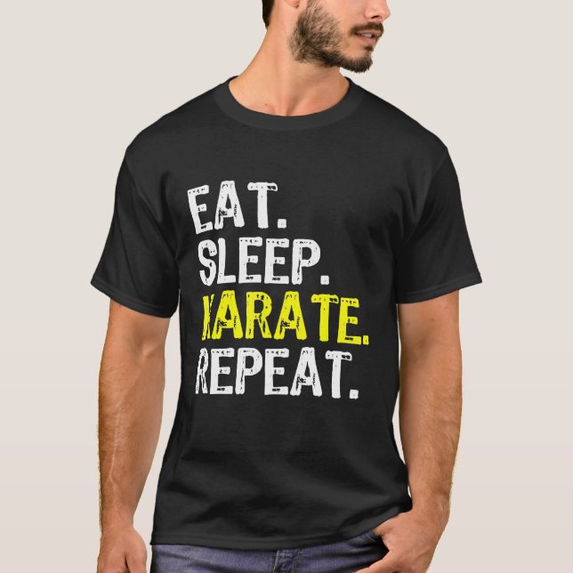 Camiseta Come Sleep Karate Repete Engraçado Legal Lover (Frente)