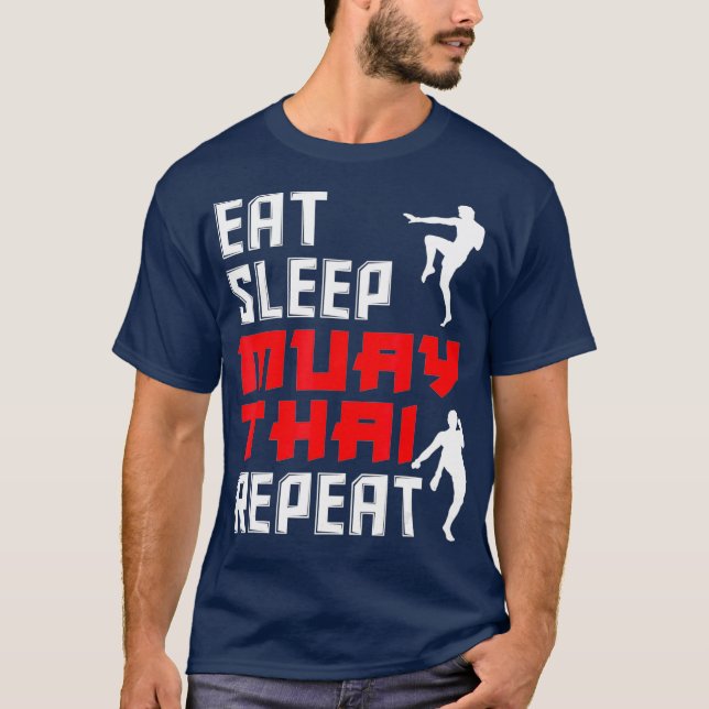 Camiseta Come Sleep Muay Thai Repete Engraçado Muay Thai Gi (Frente)