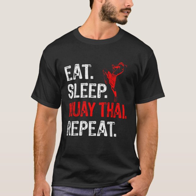 Camiseta Come Sleep Muay Thai Repete Muay Jogador Tailandês (Frente)