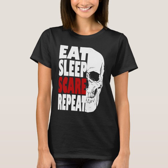 Camiseta Come Sleep Scare Repete Halloween (Frente)