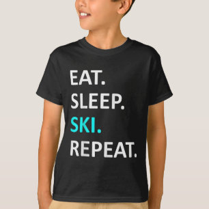 Camiseta Come Sleep Ski Repete Humor De Esqui Engraçado