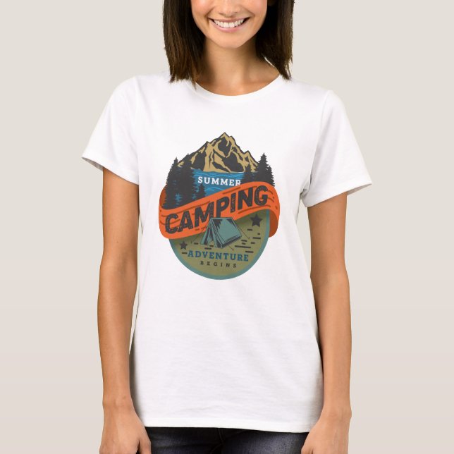 Camiseta Começa a Aventura de Camping de Verão (Frente)