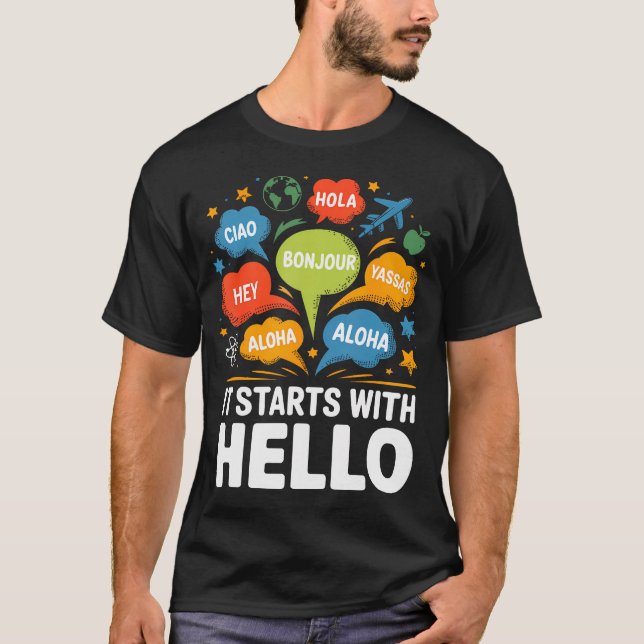 Camiseta Começa com Olá Professora Inclusão Amizade  (Frente)