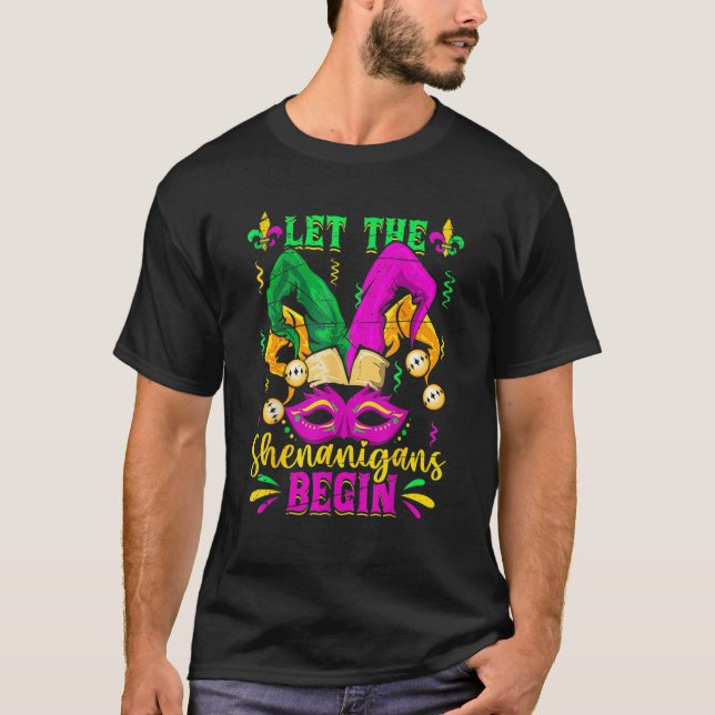 Camiseta Começam As Travessuras Palhaço Carnaval Mardi Gras (Frente)