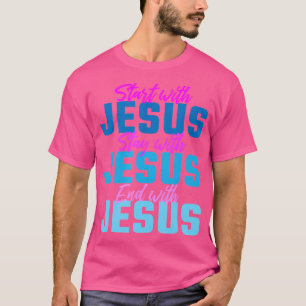 Camiseta Comece Com Jesus, Homens Cristãos E Motivação Femi