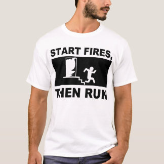 Camiseta Comece fogos, a seguir funcionamento