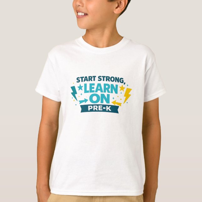 Camiseta Comece Forte Aprenda – Pré-K (Frente)