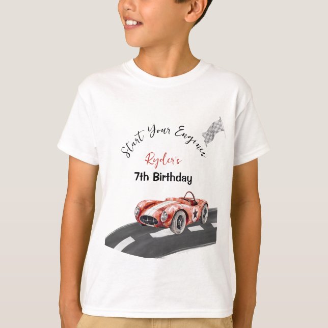 Camiseta Comece Seu Motor Em Qualquer Idade Aniversário  (Frente)