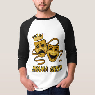Camiseta Comédia Da Rainha Drama E Máscara Dourada De Teatr